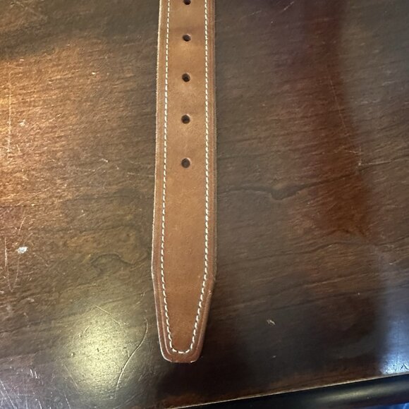 Polo Ralph Lauren Belt Mens 36/90 Brown Full Grain Leather Gold Buckle Stamped - Picture 6 of 9